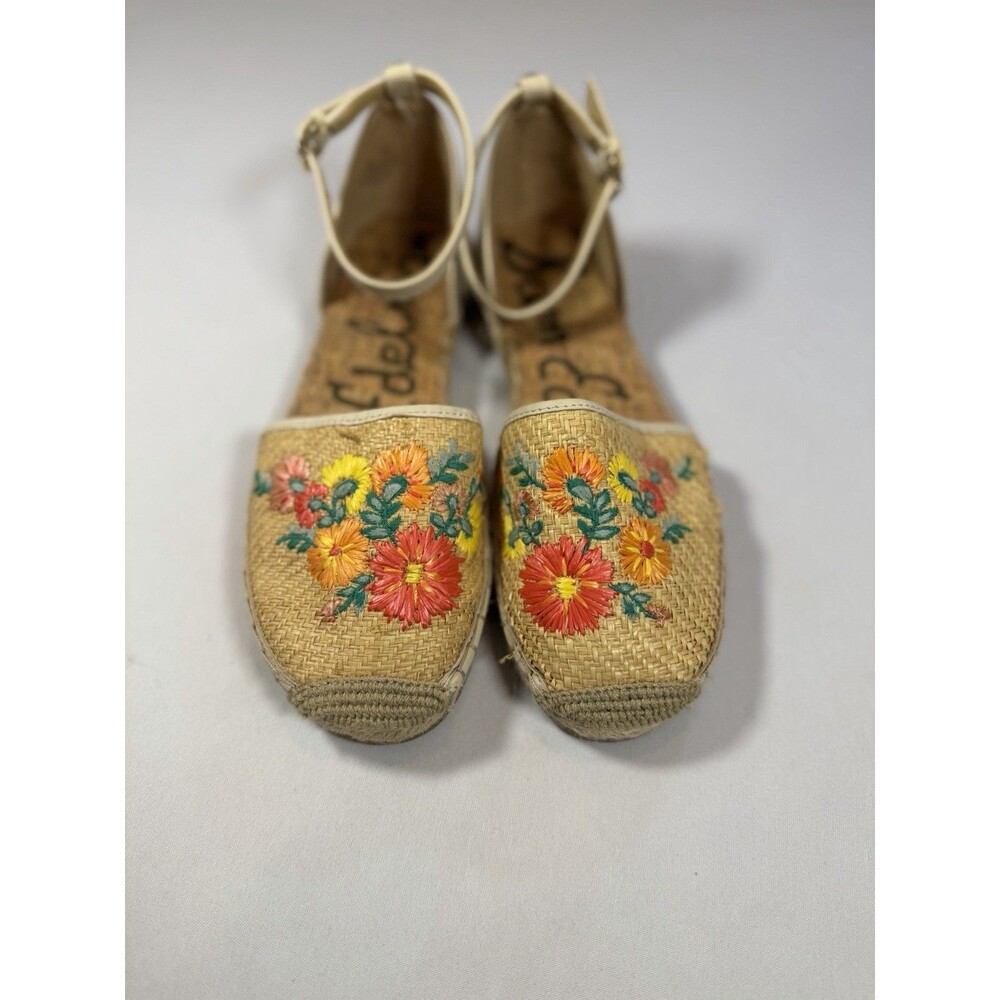 Sam Edelman Jamie 2 Espadrille Flats 8M Floral Embroidered Raffia - Picture 4 of 12